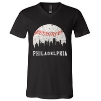 Skyline Vintage Philadelphia Baseball Fans V-Neck T-Shirt