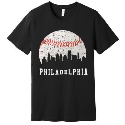 Skyline Vintage Philadelphia Baseball Fans Premium T-Shirt