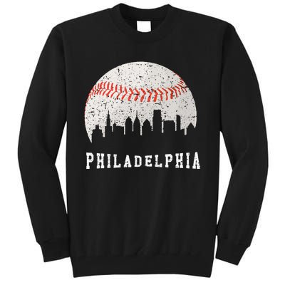 Skyline Vintage Philadelphia Baseball Fans Tall Sweatshirt