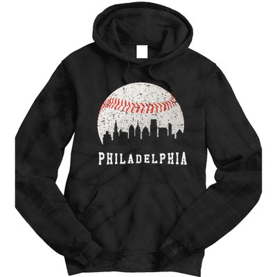 Skyline Vintage Philadelphia Baseball Fans Tie Dye Hoodie