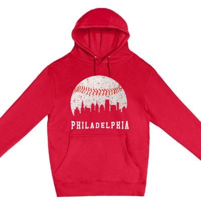 Skyline Vintage Philadelphia Baseball Fans Premium Pullover Hoodie