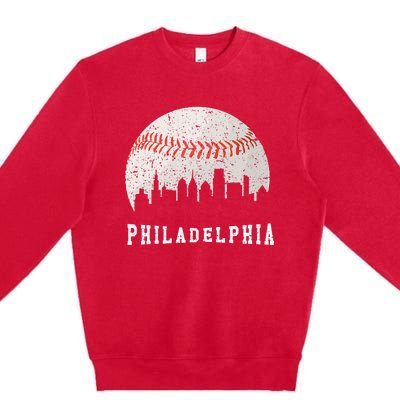 Skyline Vintage Philadelphia Baseball Fans Premium Crewneck Sweatshirt