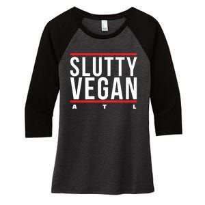 Slutty Vegan Run Slutty Women's Tri-Blend 3/4-Sleeve Raglan Shirt