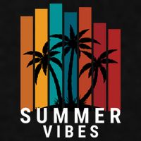 Summer Vibes Retro Palm Tree Ladies PosiCharge Tri-Blend Wicking Tank