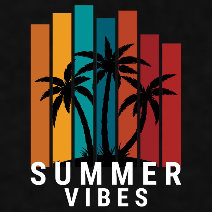 Summer Vibes Retro Palm Tree Ladies PosiCharge Tri-Blend Wicking Tank