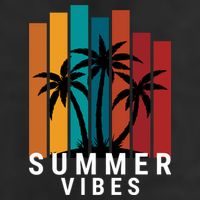 Summer Vibes Retro Palm Tree 7 Panel Mesh Trucker Snapback Hat