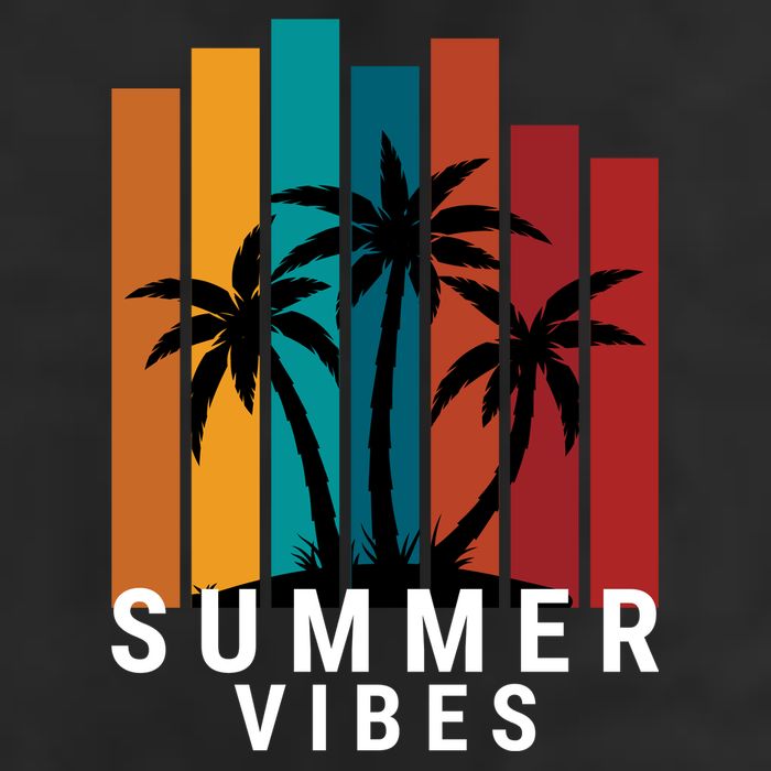 Summer Vibes Retro Palm Tree 7 Panel Mesh Trucker Snapback Hat