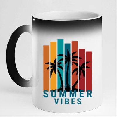 Summer Vibes Retro Palm Tree 11oz Black Color Changing Mug