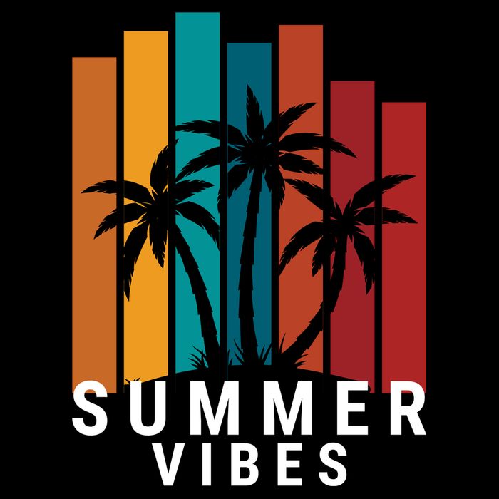 Summer Vibes Retro Palm Tree Drawstring Bag