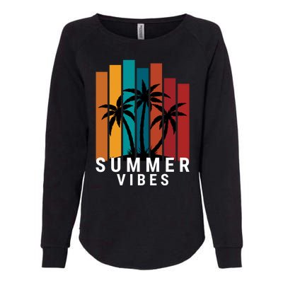 Summer Vibes Retro Palm Tree Womens California Wash Sweatshirt