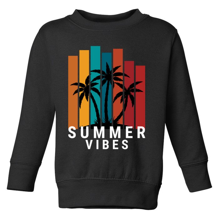 Summer Vibes Retro Palm Tree Toddler Sweatshirt