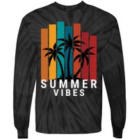 Summer Vibes Retro Palm Tree Tie-Dye Long Sleeve Shirt
