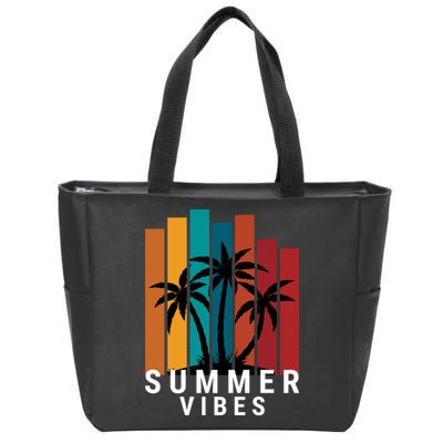 Summer Vibes Retro Palm Tree Zip Tote Bag
