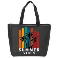 Summer Vibes Retro Palm Tree Zip Tote Bag