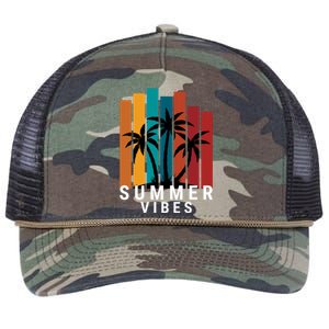 Summer Vibes Retro Palm Tree Retro Rope Trucker Hat Cap