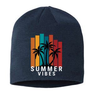 Summer Vibes Retro Palm Tree Sustainable Beanie