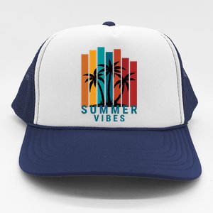 Summer Vibes Retro Palm Tree Trucker Hat