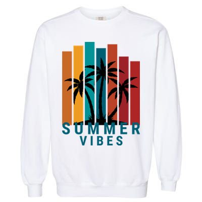 Summer Vibes Retro Palm Tree Garment-Dyed Sweatshirt