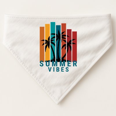 Summer Vibes Retro Palm Tree USA-Made Doggie Bandana