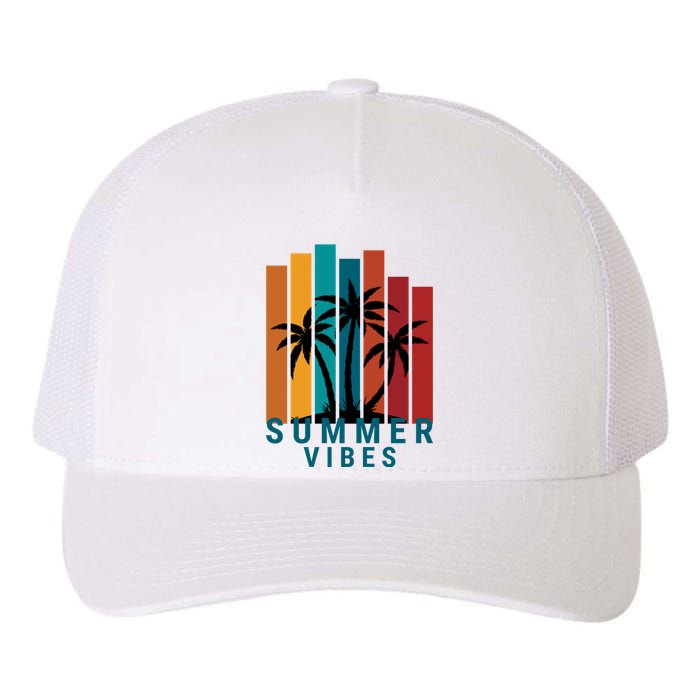 Summer Vibes Retro Palm Tree Yupoong Adult 5-Panel Trucker Hat