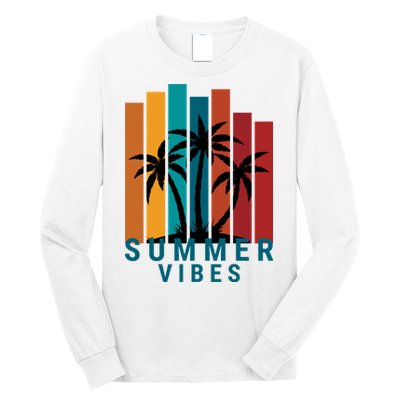 Summer Vibes Retro Palm Tree Long Sleeve Shirt