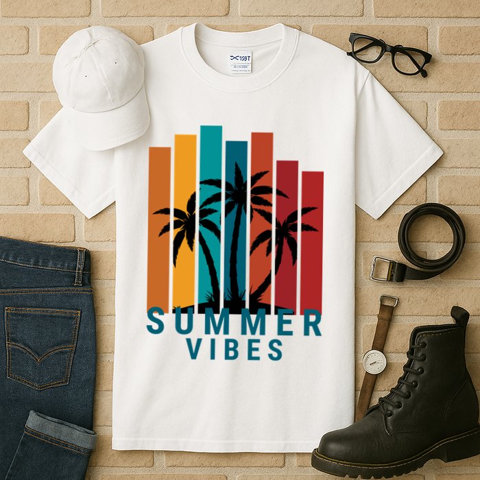 Summer Vibes Retro Palm Tree Tall T-Shirt