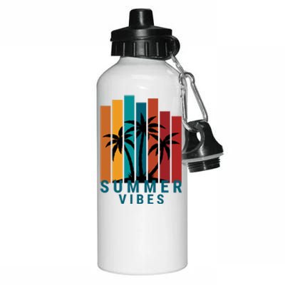 Summer Vibes Retro Palm Tree Aluminum Water Bottle