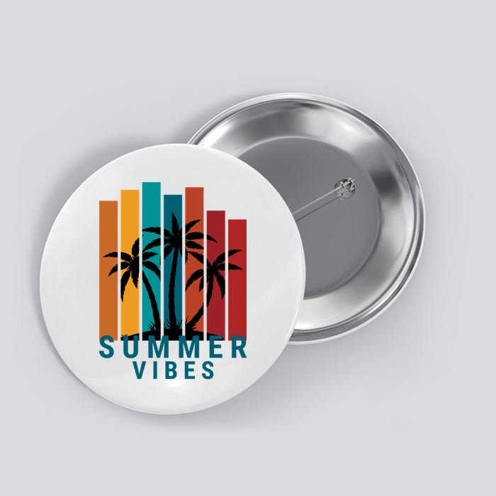 Summer Vibes Retro Palm Tree Button