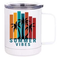 Summer Vibes Retro Palm Tree 12 oz Stainless Steel Tumbler Cup