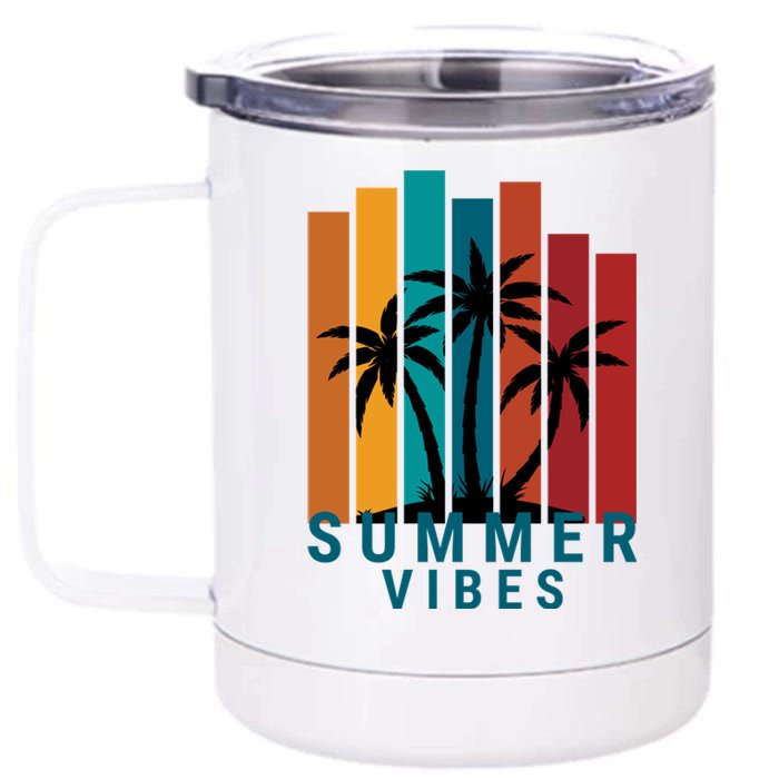 Summer Vibes Retro Palm Tree 12 oz Stainless Steel Tumbler Cup