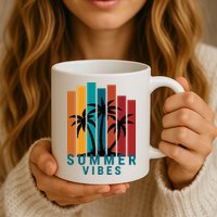 Summer Vibes Retro Palm Tree Coffee Mug