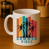 Summer Vibes Retro Palm Tree Coffee Mug