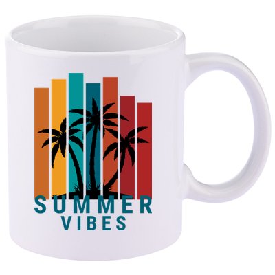 Summer Vibes Retro Palm Tree 11oz C Handle Ceramic Mug