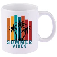 Summer Vibes Retro Palm Tree 11oz C Handle Ceramic Mug
