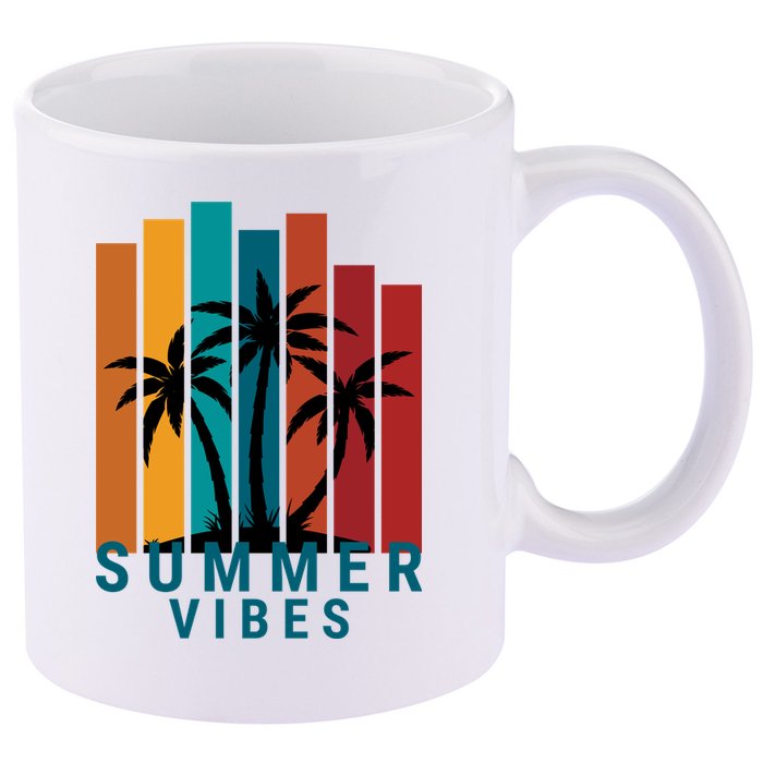 Summer Vibes Retro Palm Tree 11oz C Handle Ceramic Mug