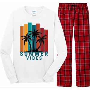 Summer Vibes Retro Palm Tree Long Sleeve Pajama Set