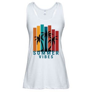 Summer Vibes Retro Palm Tree Ladies Essential Flowy Tank