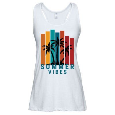 Summer Vibes Retro Palm Tree Ladies Essential Flowy Tank