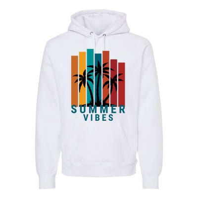 Summer Vibes Retro Palm Tree Premium Hoodie