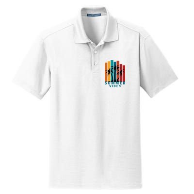 Summer Vibes Retro Palm Tree Dry Zone Grid Polo