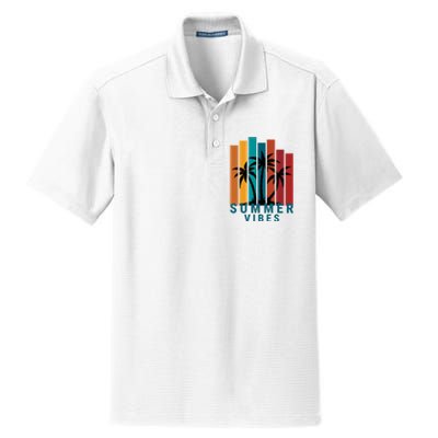 Summer Vibes Retro Palm Tree Dry Zone Grid Polo