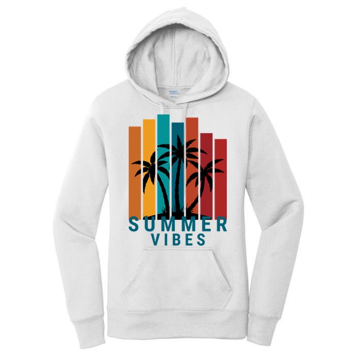 Summer Vibes Retro Palm Tree Women's Pullover Hoodie