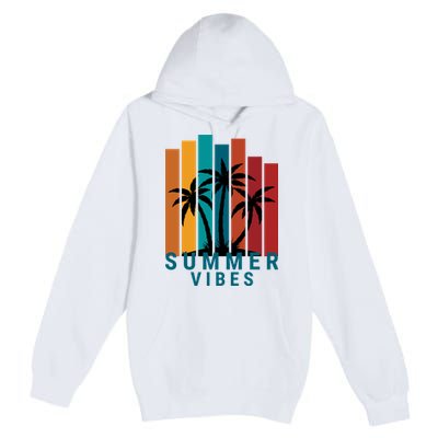 Summer Vibes Retro Palm Tree Premium Pullover Hoodie
