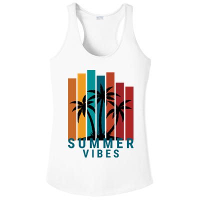 Summer Vibes Retro Palm Tree Ladies PosiCharge Competitor Racerback Tank