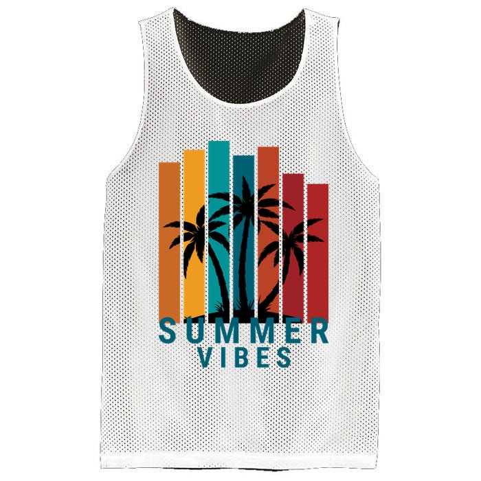 Summer Vibes Retro Palm Tree Mesh Reversible Basketball Jersey Tank