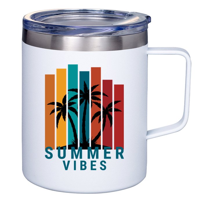 Summer Vibes Retro Palm Tree 12oz Stainless Steel Coffee Mug