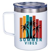 Summer Vibes Retro Palm Tree 12oz Stainless Steel Coffee Mug