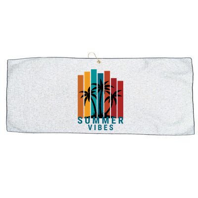 Summer Vibes Retro Palm Tree Large Microfiber Waffle Golf Towel