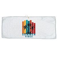Summer Vibes Retro Palm Tree Large Microfiber Waffle Golf Towel
