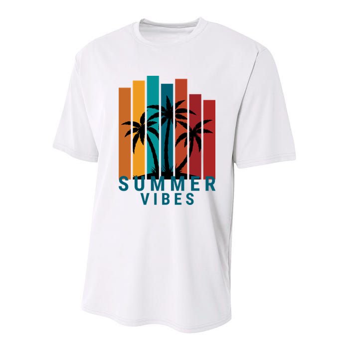 Summer Vibes Retro Palm Tree Youth Performance Sprint T-Shirt